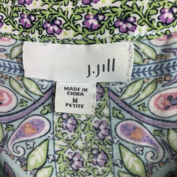 J. Jill Paisley Tunic Top Tank Sleeveless Boho Long Paisley Size Medium Petite - Picture 7 of 11